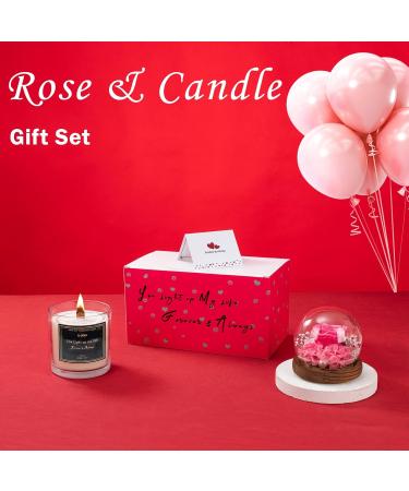 Vanilla Scented Candles Gift Set for Women - Aromatherapy 14oz Soy Candles with Pink Preserved Rose - Perfect Christmas & Birthday Gifts for Moms - Buy Online on GoSupps.com