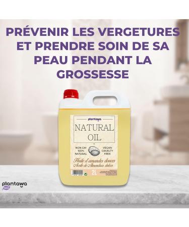 Plantawa Sweet Almond Oil 2L | Almond Oil for Massage Pregnancy and Stretch Marks | Moisturizes Body Skin Nails Hair and Provides Vitamin E - Buy Online on GoSupps.com