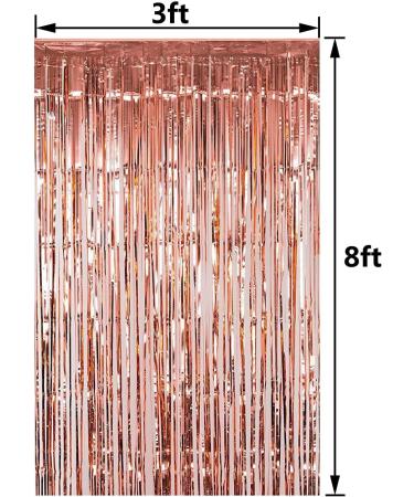 Fecedy Rose Gold Metallic Tinsel Foil Fringe Curtains - 2 Pack, 3ft x 8.3ft - Perfect Party Decor for Birthday, Wedding, Bridal Shower, and more! - Buy Online on GoSupps.com