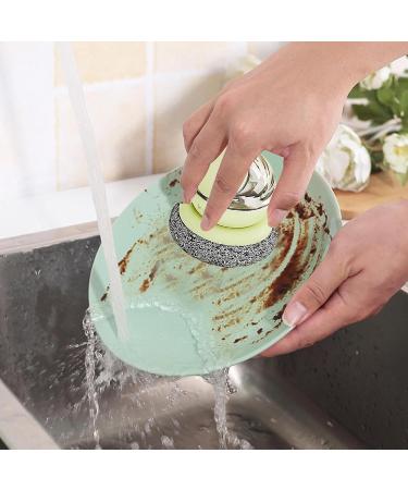 Dish Brush with Soap Dispenser - Dishwashing Brush with Soap Dispenser Automatic Soap Dispensing Palm Scrubber Strong Cleaning Scrubber for Kitchen Sink Pots Pans Qmisify Green - Buy Online on GoSupps.com