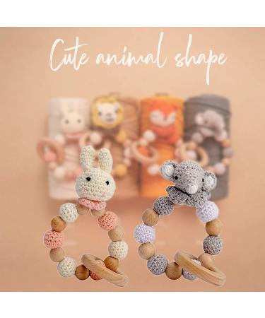 Handmade Wooden Crochet Teether Bunny Ring Rattle for Baby Girl & Boy - Buy Online on GoSupps.com