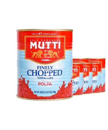 Mutti Crushed Tomatoes (Polpa), 28 oz. | 6 Pack | Italys #1 Brand of Tomatoes | Fresh Taste for Cooking | Canned Tomatoes | Vegan Friendly & Gluten Free | No Additives or Preservatives Crushed Tomatoes 1.75 Pound (Pack of 6)