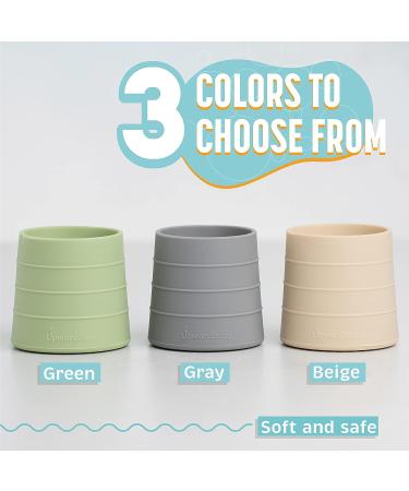UpwardBaby Silicone Cups 2pc Set - Transition Baby Open Cup, Spill-Proof Toddler Cups for Baby Led Weaning, Dishwasher Safe - Gray - Buy Online on GoSupps.com