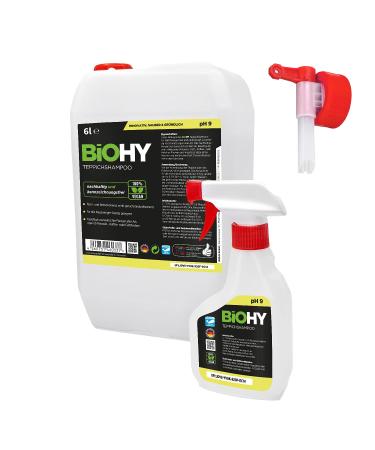 Biohy carpet shampoo (6 liters of canister) + spray bottle & exhaust tap |Carpet cleaner concentrate |Ideal against stubborn spotsMaterial gentle & animal -friendly |Effective organic medium 6 l (1 Pack)