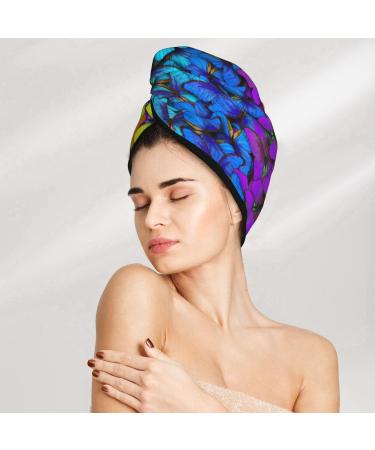 Hair Towel Wrap - Quick-Drying Turban for Effortless Hair Drying | Multicolored Butterflies Design - Buy Online on GoSupps.com