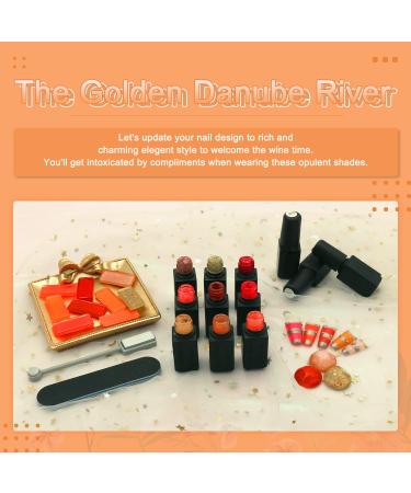 Red Glitter Gel Nail Polish Set - 9 Colors with Cat Eye Magnet, Sequins, and Gold Nail Art - UV LED Soak Off Kit with Base Coat, Matte Top Coat, and Bonus Nail File - The Golden Danube River-682 - Buy Online on GoSupps.com