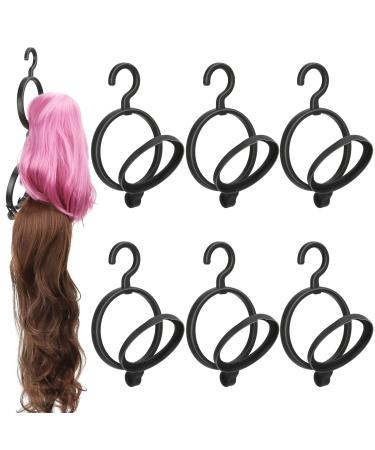 TRIRITE 8 Pack Hanging Wig Holder Portable Stitching Black Wig Storage Rack Collapsible Wig Display Holder Tool Keep Your Wig in Perfect Shape(Black)