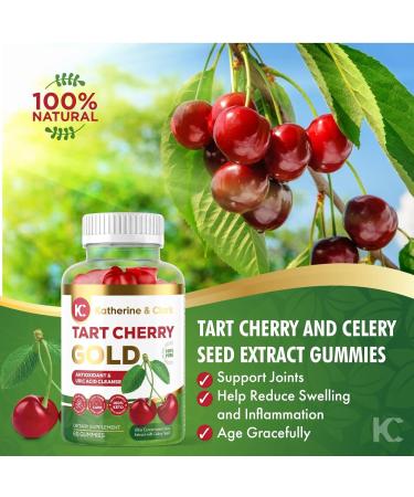 Katherine & Clark Tart Cherry Gold Gummies - Vegan Montmorency Extract for Joint Relief | 60 Count - Supports Healthy Uric Acid Levels - Made in the USA - Buy Online on GoSupps.com