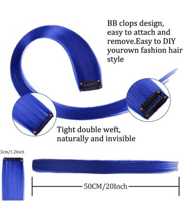 Hair Piece Synthetic Long Straight Color Hair Piece Hair Extensions Clip In Highlight Rainbow Hair Streak Synthetic Hair Strands On Clips For Women(48) - Buy Online on GoSupps.com