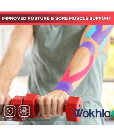 Red Kinesiology Tapes Waterproof - Latex Free Muscle & Physio Tape 5M Roll Strong Grip Medicated Glue Sports Tape Strapping for Ankle Knee & Shoulder-Includes E-Manual with Instructions - Buy Online on GoSupps.com