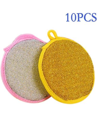 10pcs Dish Sponges Double Side Round Shape Metallic Scrub Sponge Scouring Pads Kitchen Cleaner Tool(Random Color) - Buy Online on GoSupps.com