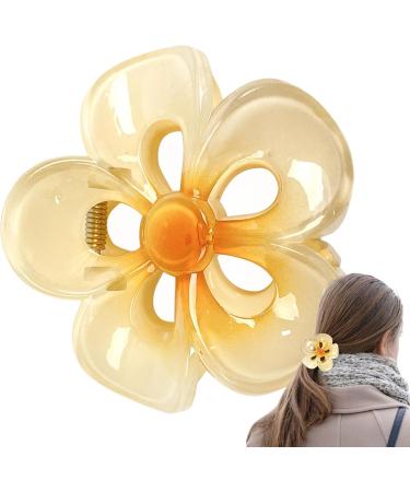 Floral Hair Clips Acrylic Strong Hold Hair Clip Hair Styling Accessories Non-Slip Hair Clips Womens Hair Barrettes for Woman and Girls Yellow - Buy Online on GoSupps.com