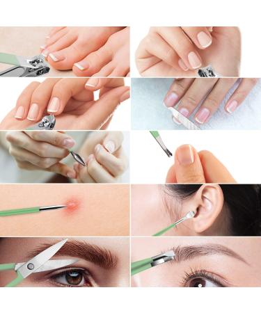 10pcs Professional Manicure Set - Stainless Steel Nail Clippers Kit for Travel - Green Pedicure Care Tools - Buy Online on GoSupps.com