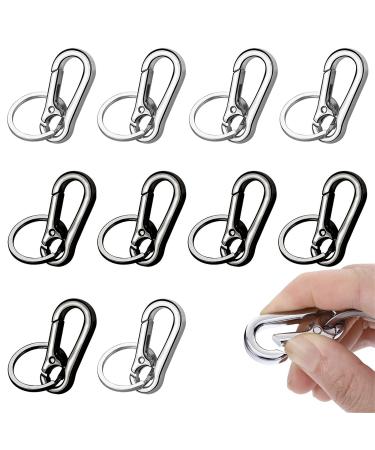 Interpreting carabin hook mini key carabiner hook metal flat key rings mini carabiner clips carabin hook with removable key ring for travel hiking keychain 10 pieces