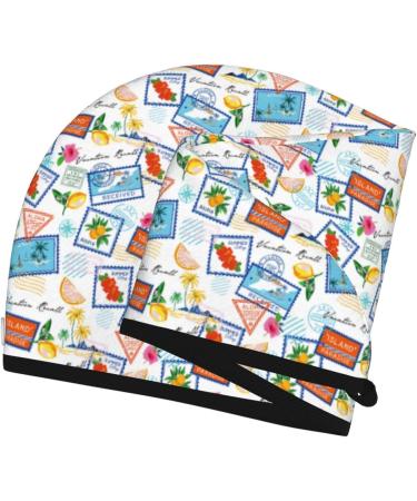 Quick-Dry Hair Towel Wrap with Button - Summer Stamp | Turbo Hair Drying Turban for Effortless Style - Buy Online on GoSupps.com