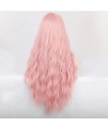 Meiriyfa Pink Wig - Long Wavy Heat-Resistant Full Fiber Wig for Women | Perfect for Cosplay Parties & Daily Wear - Buy Online on GoSupps.com