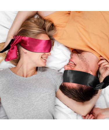 Molain Satin Eye Masks - Soft Adjustable Sleep Mask for Travel & Meditation (2 Pcs Black & Red - Buy Online on GoSupps.com