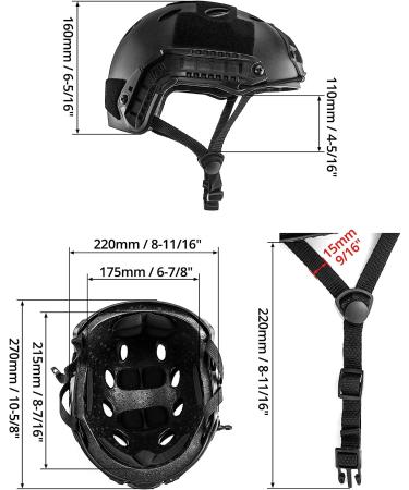 QWORK Tactical Helmet - PJ Type, Lightweight ABS Hard Shell, Black - Buy Online on GoSupps.com