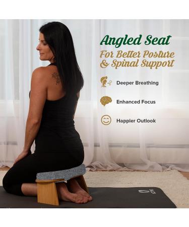 Monk & Llama Foldable Bamboo Meditation Bench with Cushioned Seat - Grey - Buy Online on GoSupps.com