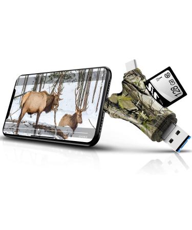 Trail Camera Viewer SD Card Reader4 in 1 SD and Micro SD Memory Card Reader Compatible with iPhoneipad Trail Camera SD Card Viewer to View Hunting Game Camera Photos or Videos on Smartphone Camo