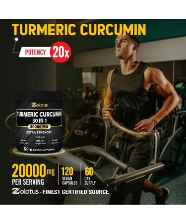 30-in-1 Turmeric Curcumin + Ginger Capsules | 20000mg Equivalent | Joint Support with Ginseng, Bromelain, Moringa & Black Pepper - Buy Online on GoSupps.com