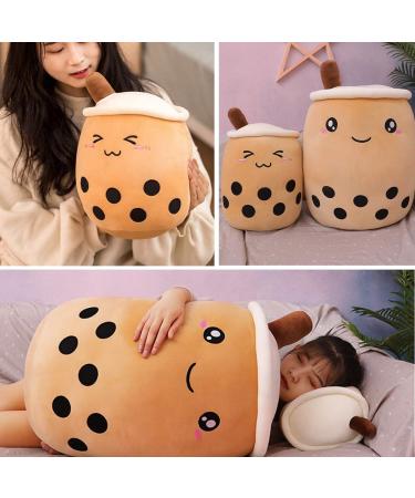 Kekeso Boba Plush Pillow Stuffed Toy | Soft Bubble Pearl Milk Tea Hugging Cushion | Brown Big Eyes | 35cm/13.77inch Gift Toy - Buy Online on GoSupps.com