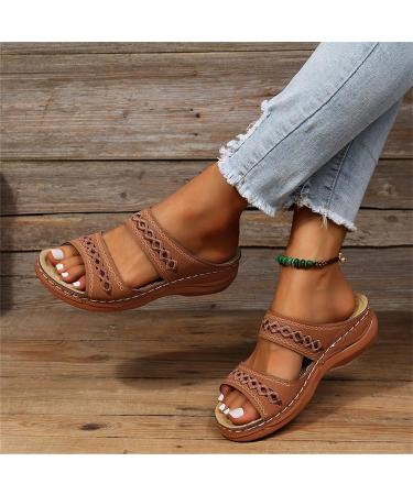 Lausiuoe Women's Orthotic Walking Sandals with Arch Support - Brown - Size 9 - Buy Online on GoSupps.com