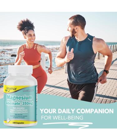 Arymar Magnesium Glycinate 350 mg 100 Capsules Supports Muscle Health and Nerve Health Non-GMO Gluten-Free - Buy Online on GoSupps.com