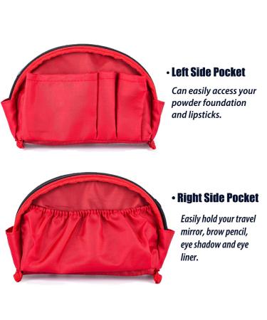 Hekyip Half Moon Cosmetic Bag - Small Portable Waterproof Travel Makeup Pouch for Girls and Women (Inner Red) - Buy Online on GoSupps.com