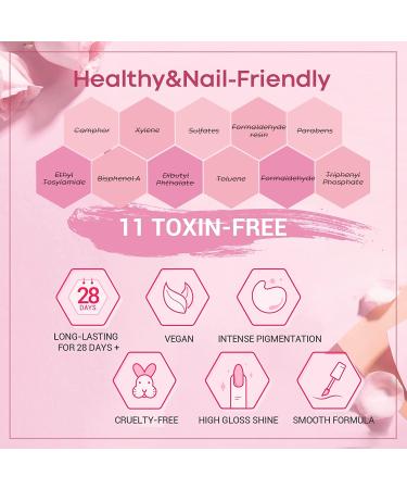 Modelones 24 Pcs Gel Nail Polish Kit - Hot Pink & Glitter Soak Off Gel Set with GlossyMatte Top & Base Coat | Perfect Nail Art Gifts - Buy Online on GoSupps.com