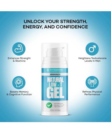 Androgenesis Natural Low-T Support Gel - T Booster for Men - Muscle Recovery, Energy Booster, Healthy Aging, Blue, Pack of 2 - Buy Online on GoSupps.com