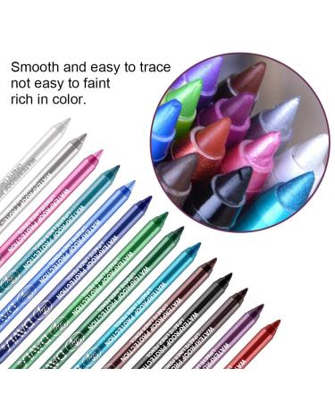 12Pcs Green Blue Brown White Colored Gel Glitter Eyeliner Pencils Pen Set Multicolor lapiz delineadores de colores para ojos contra el agua Black Eye Liner Gel Pencil for Women Waterproof Smudge Proof E 12. E 12Pcs - Buy Online on GoSupps.com