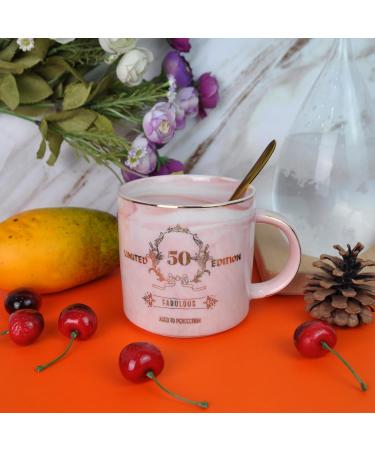 50th Birthday Gift for Women - Bokalaka 12oz Pink Coffee Cup with Gift Box | Perfect for Girlfriend Mother Sister Colleague - Buy Online on GoSupps.com