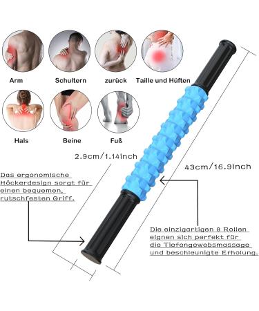 Ultraportable Massage Roller Scooter Stick | Deep Tissue Relief for Sore Muscles & Trigger Points | Blue Sport Massage Device - Buy Online on GoSupps.com