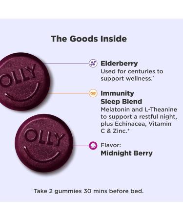 Olly Immunity Sleep Gummies - Melatonin  Elderberry  Echinacea  Zinc & Vitamin C - 60 Count - Buy Online on GoSupps.com