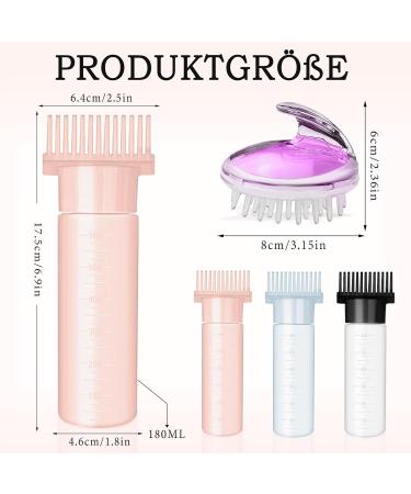 4-Piece 180ml Root Comb Applicator Bottles for Hair Oil & Shampoo with Scalp Massage Brush | Essential Hairdressing Tools - Buy Online on GoSupps.com
