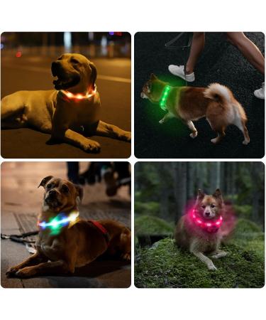 Nepfaivy Luminous Waterproof Dog Collar - USB Charging Adjustable Length LED Safety Light for Dogs - Green Silicone with 3 Lighting Modes - Buy Online on GoSupps.com