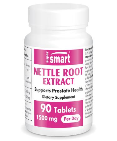 Supersmart - Nettle Root Extract 1500 mg Per Day - Extract of Stinging Nettle Root - Support Healthy Urinary Tract - Prostate Supplements for Men | Non-GMO - 90 Tablets.