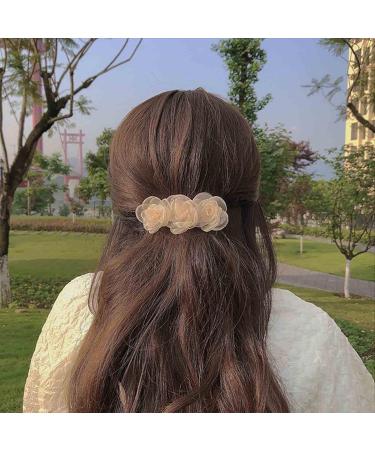 Inilbran Vintage Flower Hair Clips Rose Flower Hair Barrettes Lace Tulle Flower Hairclips Flower Wedding Hair Clips Decorative Hair Accessories for Women and Girls Headdress Champagne - Buy Online on GoSupps.com
