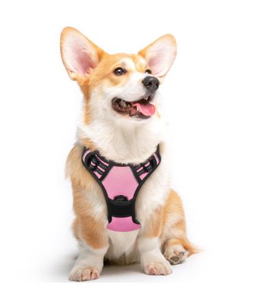 Eagloo dog harness medium -sized dogs anti -train dog harness with reflex strips and control adjustable adjustable and durable breast harness dog suitable for walking and jogging pink m m (1 pack) pink)