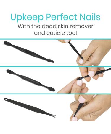 Vive Nail Clipper Set (15 Piece) - Manicure and Pedicure Tools for Men and Women - Includes File, Cuticle Trimmer, Tweezers, and Ear Pick - Black - Buy Online on GoSupps.com