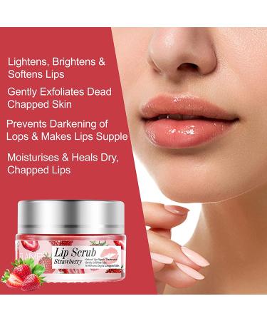 Strawberry Lip Scrub Exfoliator & Collagen Moisturizer - Lip Treatment for Dry Lips - Buy Online on GoSupps.com