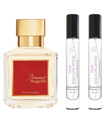 EQUIVALENCE of Baccarat 540 EAU Parfum INSPIRATION Pack 2 bottles 10ml - Long Lasting Daily 12-14 Hours 99% Same Fragrance -LARGE BOTTLE NOT INCLUDED It is only a reference (Baccarat EAU DUO)