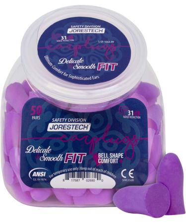 JORESTECH Ultra Soft Purple Safety Earplugs - Small/Slim SNR 35 dB Comfortable for Sleeping Study Shooting Concerts (50 Pairs - Buy Online on GoSupps.com