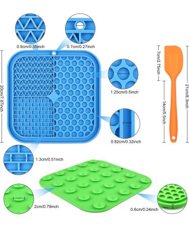 Lick Mat for Dogs Cats - CIICII Dog Slow Feeder Licking Mat with Suction Cups and Orange Spatula - Anti-Slip Food Grade Silicone - 7.9*7.9 Inch - Buy Online on GoSupps.com