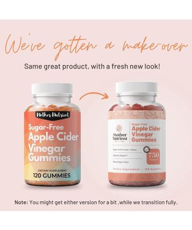 Mother Nutrient Sugar-Free Apple Cider Vinegar Gummies - 2-Month Supply (120 Gummies) | Raw & Unfiltered ACV Sweetened with Stevia - Buy Online on GoSupps.com