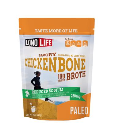 LonoLife - Reduced Sodium Chicken Bone Broth Powder with 10g Protein, Paleo and Keto Friendly, Gluten-Free, 8-Ounce Bulk Container, 15 Servings (Equal to 120 ounces of broth) - Packaging May Vary