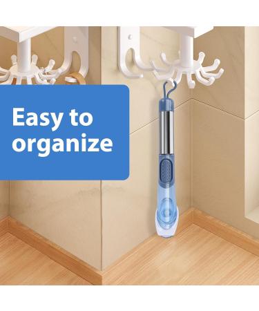 MASTERTOP Dish Scrubber Brush Set Soap Dispensing Dish Brush with 4 Multi-functional Heads & Handle Washing Up Brushes Sponge for Pot Pan Dish Sink Kitchen Cleaning - Blue - Buy Online on GoSupps.com
