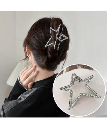 Silver Star Metal Hair Claw Clip - Stylish Hair Barrette for Women and Girls - Buy Online on GoSupps.com