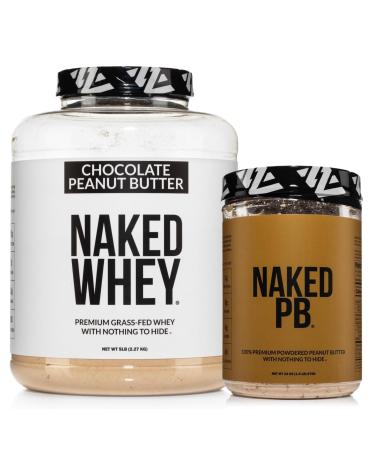 NAKED Whey Chocolate Peanut Butter Protein Powder (52 Servings) + PB Powdered Peanut Butter 1.5LB (45 Servings) Grass-Fed Non-GMO Gluten Free Soy Free Bulk